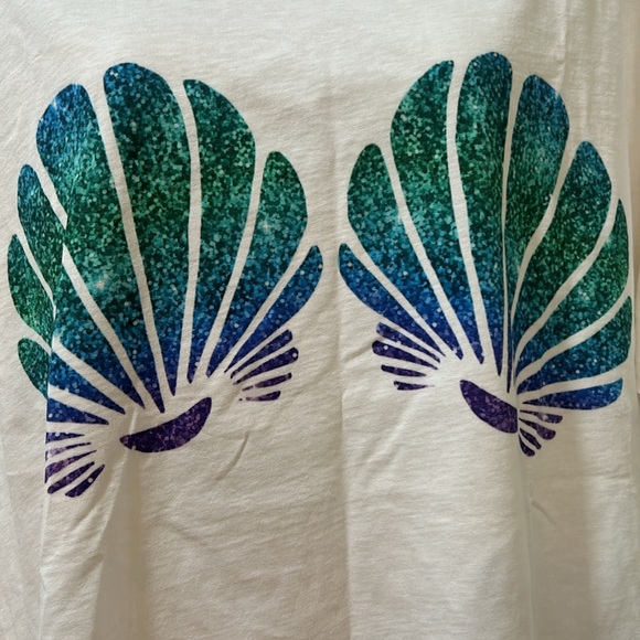 RING STUN TSHIRT MERMAID SEA SHELL BRA COSTUME WOMEN SIZE L WHITE SHORT SLEEVES - Picture 7 of 10